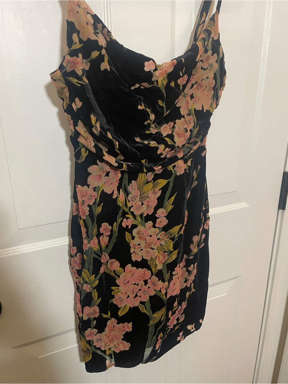 superdown Black Slip Mini Dress with Pink Floral Print